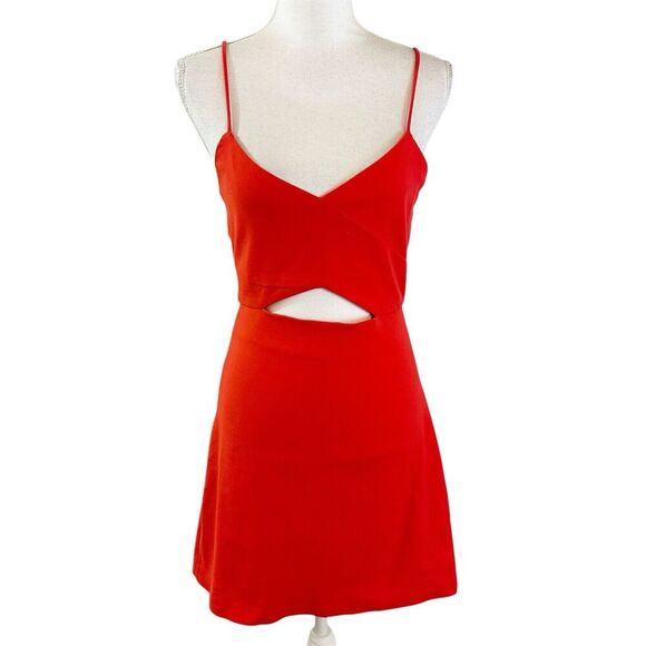 Zara Womens Dress Red Cutout Sexy Size Medium Party Cocktail Date Night - Picture 1 of 6